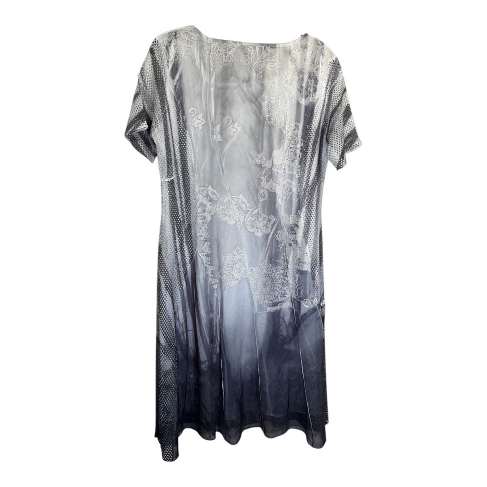 Miss Nikky Dress Womens Size Mediu Grey Chiffon Goth Boho Hippie Short Sleeve - Picture 9 of 10